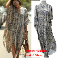 [COD]Cover-Ups 2022 Kaftan Beach Print SnakeSkin Swimsuit Cover Up Kimono Plage Beach Robe Femme Long Dress Sarong Dress Beachwear