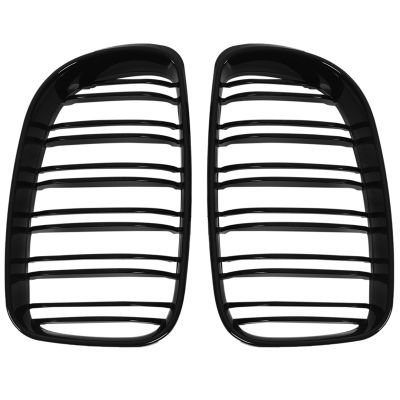 Glossy Black Dual Slats Front Kidney Grille Grill Replacement for BMW E81 E87 E82 E88 120I 128I 130I 135I Selected 2007-2011