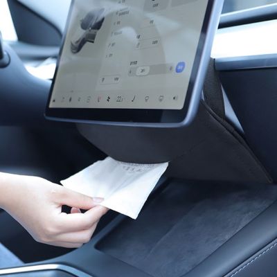 【CW】 Car Armrest Tissue Holder Interior Hanging Storage Organizer Paper Napkin for Tesla 3 S X Y