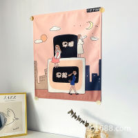 Korean Background Cloth Ins Cute Girl Wall Hanging Tapestry Kawaii Tapestry Wall Decor Bedside Layout Room Decoration