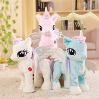 ของเล่นตลกไฟฟ้าเดิน Unicorn Plush ของเล่น Line ตุ๊กตาสัตว์อิเล็กทรอนิกส์เพลง Unicorn ของเล่นเด็กคริสต์มาสของขวัญ