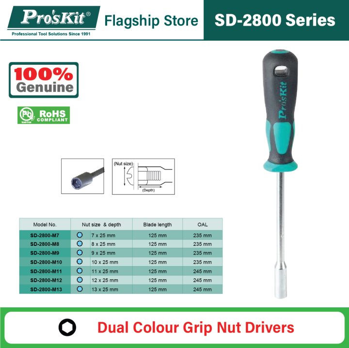 Pro'sKit SD2800 Series Dual Colour Grip Nut Driver Lazada