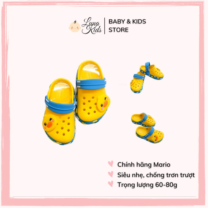 Dép sục crocs Cheerful Mario cho bé, bé trai, bé gái, trẻ em (Cheerful Mario  Mules for babies, boys) 