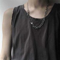 【Preflow ornament】 Paperclipnecklace สำหรับผู้ชาย Grunge Aesthetic Asymmetric สร้อยคอสำหรับ Eboy FRU Supplier