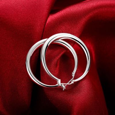 【YP】 925 Sterling 33mm Big Round Hoop Earring Unusual Earrings 2022 Trend Jewelry Shipping