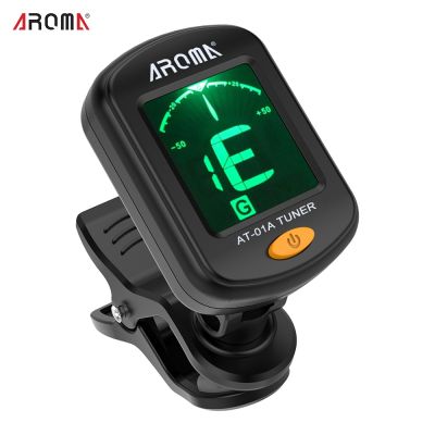 ✚ AROMA AT-01A Guitar Tuner Rotatable Clip-on Tuner LCD Display for Chromatic Acoustic Guitar Bass Ukulele Guitar Accessories