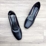 Ảnh thật 35-42 Giày cao gót 3p trơn công sở đế vuông da mềm Made in Việt