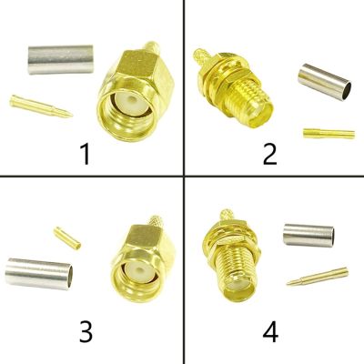 New 1- 10PCS SMA  Male Plug Female Jack /RP RF Coax Connector Crimp For LMR100 RG174 RG316 Cable Straight Goldplated Adapter Electrical Connectors
