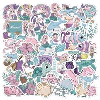 Cute pink purple mermaid underwater animal Sticker Bike Travel Luggage Laptop Cartoon Sticker Decals for Kid Gift