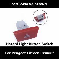 6490.NG Car Accessories Warning Hazard Light Emergency Button Switch For Peugeot Citroen Renault 6490NG Warning Light Switch Push Button