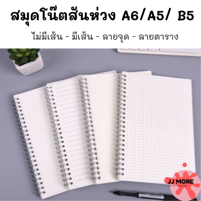 สมุดโน๊ต ปกพลาสติกสันห่วง มีเส้น ไม่มีเส้น ตาราง ลายจุด ขนาด A6 A5 B5 ปกพลาสติกใส