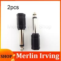 Merlin Irving Shop 2pcs 6.35mm 1/4" Mono Plug to 1/8" 3.5mm Jack Female Audio Converter Adapter for Headphone Microphone