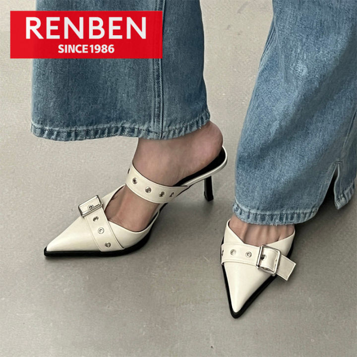 renben-เข็มขัดผู้หญิงรองเท้าส้นสูงและแหลมสไตล์ยุโรปและอเมริกา-เข็มขัดเสื้อนอกโลหะลากครึ่งอารมณ์