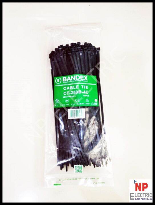 สายรัดเคเบิ้ลไทร์-cable-tie-สายรัดวัสดุอุปกรณ์-หนวดกุ้ง-ยี่ห้อbandex-ขนาด-10-นิ้ว-สีดำ