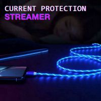 Fast Charging Data Line Micro USB Type C Lighting LED Streamer Fiber Cable For Android IOS