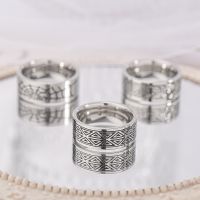 Retro 8MM Mens Enamel Patterned Stainless Steel Rings Band Jewelry Gift Accessories