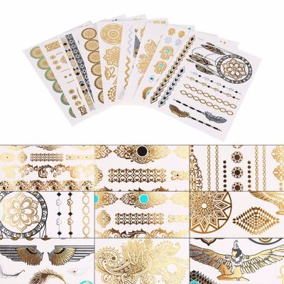 hot！【DT】ﺴ✧  9Pcs/Set Stickers Temporary Disposable Metallic Flash Sticker Supply Accessory