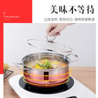 Spot parcel post Stainless Steel Korean Gift Three-Piece Pot Set Soup Pot Milk Pot Frying Pan Bank Insurance Gift Pot