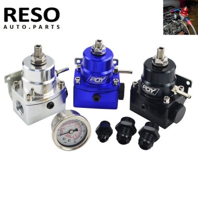 “：{}” RESO--AN8 Fuel Regulator With Boost -8AN 8/8/6  EFI Fuel Pressure Regulator  With Gauge
