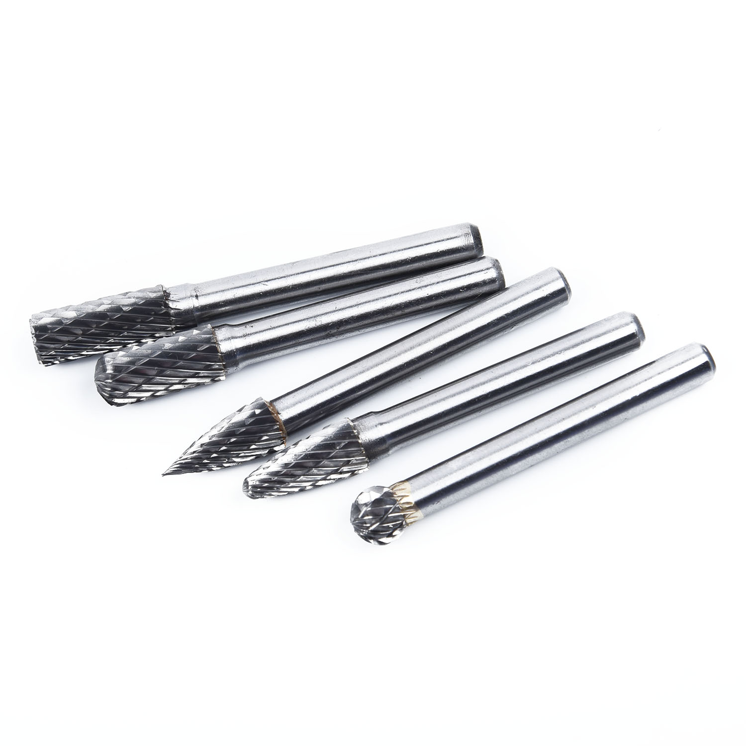 Nikou Carbide Burrs 5Pcs 1/4inch High Speed Steel Hex Shank Burrs Rotary Files Set Tools for Metal Carving,Polishing,Engraving,Drilling 