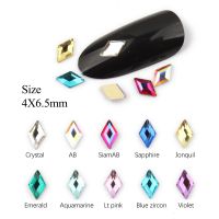 New sale 4X6.5mm Rhombus Nail Rhinestone 30pcs/100pcs Flatback Crystal Stones For 3D Nail Art Decoration Free shipping