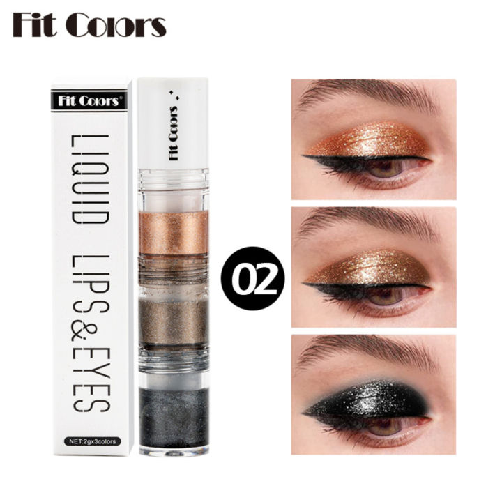 fit-colors-elecool-official-store-3-pcs-diamond-eyeshadow-liquid-pearlescent-fine-shine-waterproof-anti-sweat-high-color-ติดทนนานไม่หลุดง่าย3-in-1-eye-shadow-liquid-makeup-cosmetics