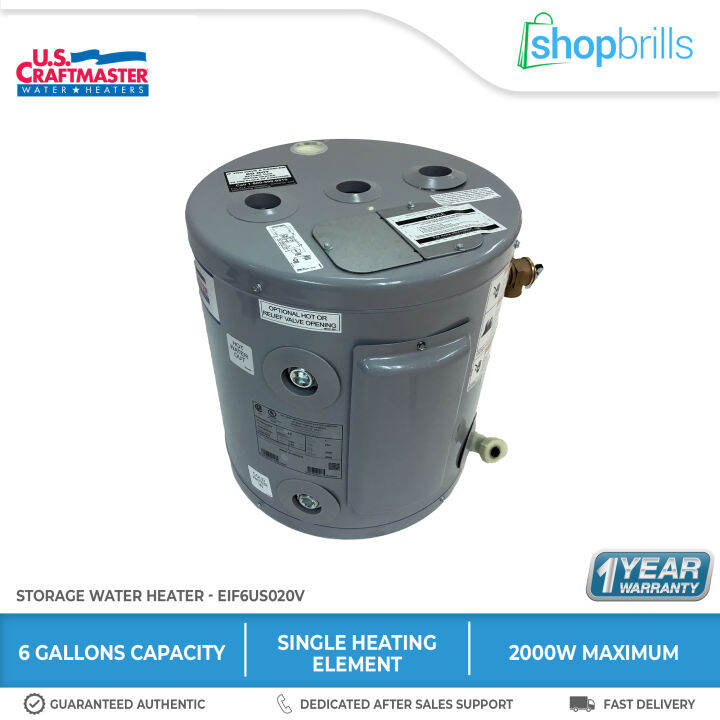 US Craftmaster 6 Gallons Storage Water Heater (Grey) Single Heating