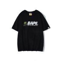 เสื้อยืดแขนสั้นลายตัวอักษรโลโก้สะท้อนแสงหัว Bape แบรนด์ญี่ปุ่นเสื้อคู่หลวมแขนครึ่งฤดูร้อน