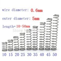 【Factory-direct】 Paradise Mart เส้นผ่านศูนย์กลางลวด20ชิ้น = 0.6Mm OD = 5มม. เหล็กส่งคืนสปริงป้องกันการขยายขนาดเล็ก L = 10-50