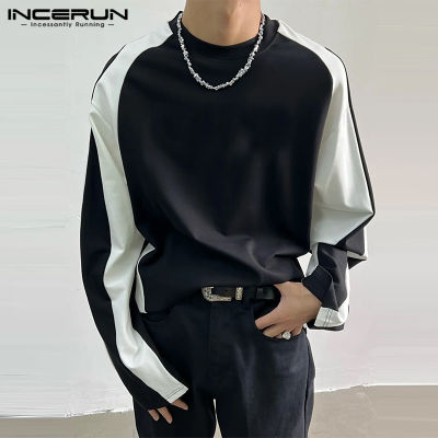 เสื้อยืดคอกลมเสื้อลายผ้าปะวันหยุดแขนยาวสำหรับผู้ชายลำลองใน INCERUN (ลดล้างสต๊อก)