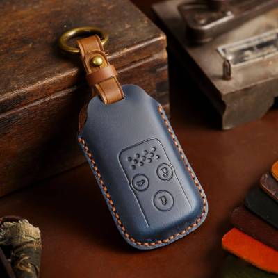 Luxury Leather Car Key Case Cover Car Accessories Fob Protector for Honda Odyssey Accord Crosstour Keychain Ring Holder Shell