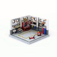 MOC Classic City Garage Scene Block Modular Buildings Model Education Enlightenment Track Display Stage Birthday Toys Brick Gift