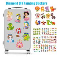 5D DIY Diamond Stickers for Kids Cartoon Car Dinosaur Princess Stickers For Kids Mosaic Gem Stickers by Numbers Mosaic For Kids