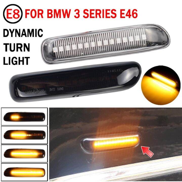 LED Dynamic Side Marker Turn Signal Blinker Flowing Water Blinker Flashing Light For BMW E46 3er