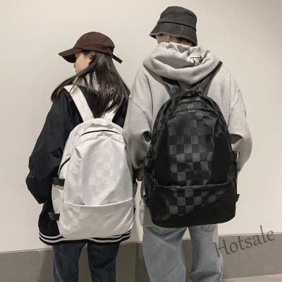 【hot sale】☃❖ C16 Japan and South Korea New Checkerboard Backpack Student Schoolbag Mens and Womens Travel Bag