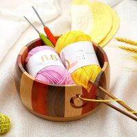 ►□❉ 1pcs Round Wooden Yarn Storage Bowl Crochet Holder Knitting Wool Organizer Storage Sewing Needles Weave Tools Accessories