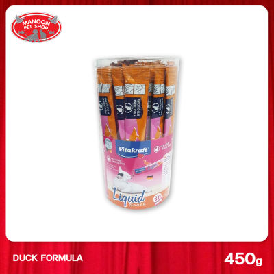 [MANOON] VITAKRAFT Cat liquid snack duck formula 450 g. ไวต้าคราฟ ลิควิด สแนค กับ เป็ด รุ่นกระปุก 450 กรัม