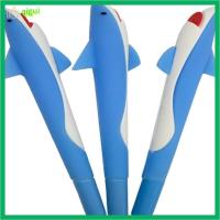 QIGUI 3PCS สีฟ้าสีฟ้า กล่องใส่ปากกา ปลาฉลามปลาฉลาม ปากกาเจล 0.5มม. ปากกาโรลเลอร์บอล ออฟฟิศสำหรับทำงาน
