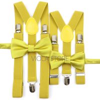 【YF】☑❖  Top Ginger Dad Son Soild 2.5cm Elastic Suspenders Bowtie Sets Men Kid Wedding Brace Accessory