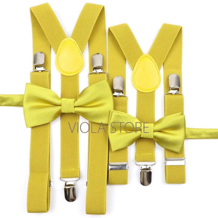 yf-top-ginger-dad-son-soild-2-5cm-elastic-suspenders-bowtie-sets-men-kid-wedding-brace-accessory