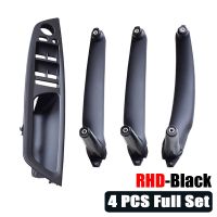 RHD-Black-4pcs RHD-Black-4pcs รถขับเคลื่อนด้านซ้ายมือสำหรับ BMW E70 E71 X5 X6 2007-2013แผงมื่อจับประตูด้านในคาร์บอนไฟเบอร์สีเบจสีดำแผงด้านใน