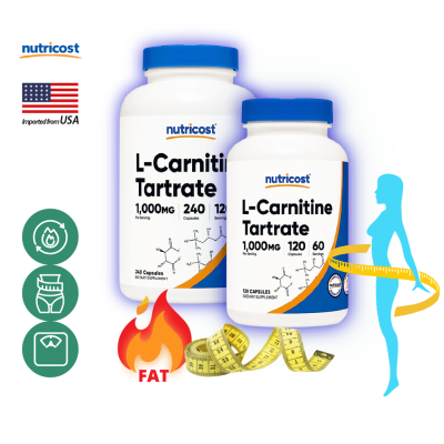 นูทรีคอสท์ แอล-คาร์นิทีน 1000 mg/s x (120/240) เม็ด, Nutricost L-Carnitine /กินร่วมกับ แอปเปิ้ลไซเดอร์ บีซีเอเอ ซีแอลเอ ครีเอติน ส้มแขก กาซิเนีย กรีนที กลูตามีน อาร์จินีน คาร์นิทีน สารสกัดถั่วขาว โพรไบโอติก เวย์โปรตีน /