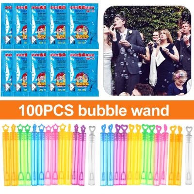 Botol sabun gelembung hati cinta 100 BH tongkat botol sabun mainan Baby Shower dengan cairan gelembung untuk dekorasi pesta ulang tahun pernikahan