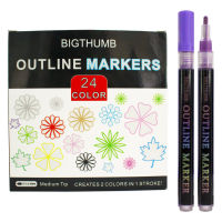 24 Colors Outline Metallic Markers Liner Glitter Magic Shimmer Paint Pens Graffiti Skewing Markers Acrylic Paint Marker