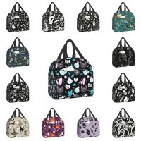 ☞☈❉ Herb Witch Pattern Insulated Lunch Bag for School Office Halloween Cat Skull Leakproof Cooler Thermal Bento Box Women Children