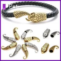 PETI JEWELLERY 10sets ทองเงินโบราณ ตะขอเกี่ยวงู สำหรับสายหนัง7มม. โลหะผสมอัลลอยด์ ตะขอหัวงู แฟชั่นสำหรับผู้หญิง ขั้วต่อฝาท้าย การทำเครื่องประดับ