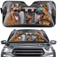 【CW】 Car sunshade German Shepherd Dog Front Window Windshield Driver Anti Automotive Cover