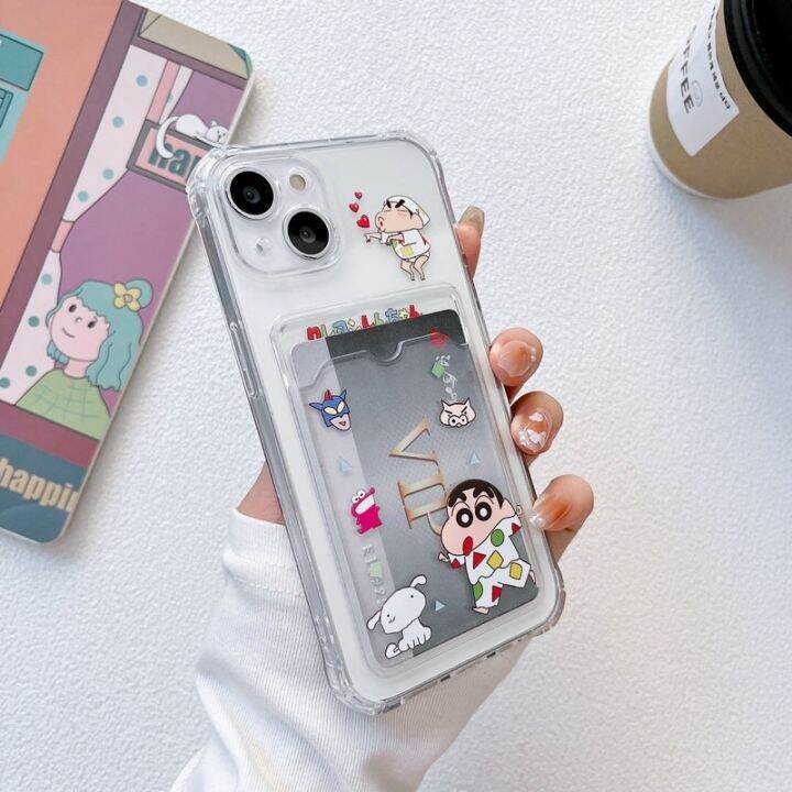 crayon-shin-chan-case-for-iphone13-14plus-ใช้สำหรับ-เคสไอโฟน11-เคสไอโฟน14promax-12-xr-caseiphone13promax-เคสไอโฟน7พลัส-ไอโฟน-14proกล่องใส่การ์ด-ซิลิโคนนุ่มเคสใสเคสใส่การ์ดที่เก็บรูปถ่าย-เคสโทรศัพท์