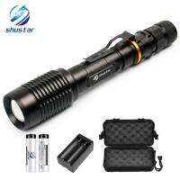 Super bright LED Flashlights T6/L2 Torch waterproof zoomable led torch For 2x18650 batteries aluminum+charger+Gift box+Free gift Rechargeable  Flashli