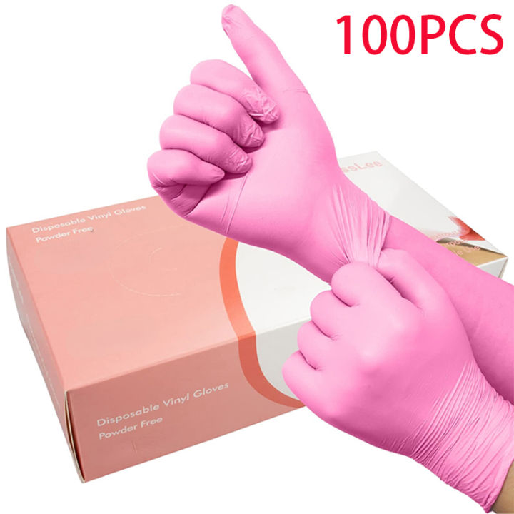 100ชิ้นกล่องในครัวเรือน-strong-pink-nitrile-ถุงมือ-pvc-ป้องกันไฟฟ้าสถิตย์-latex-ฟรี-tattoo-mechanic-ถุงมือทำงานสำหรับห้องครัว-use